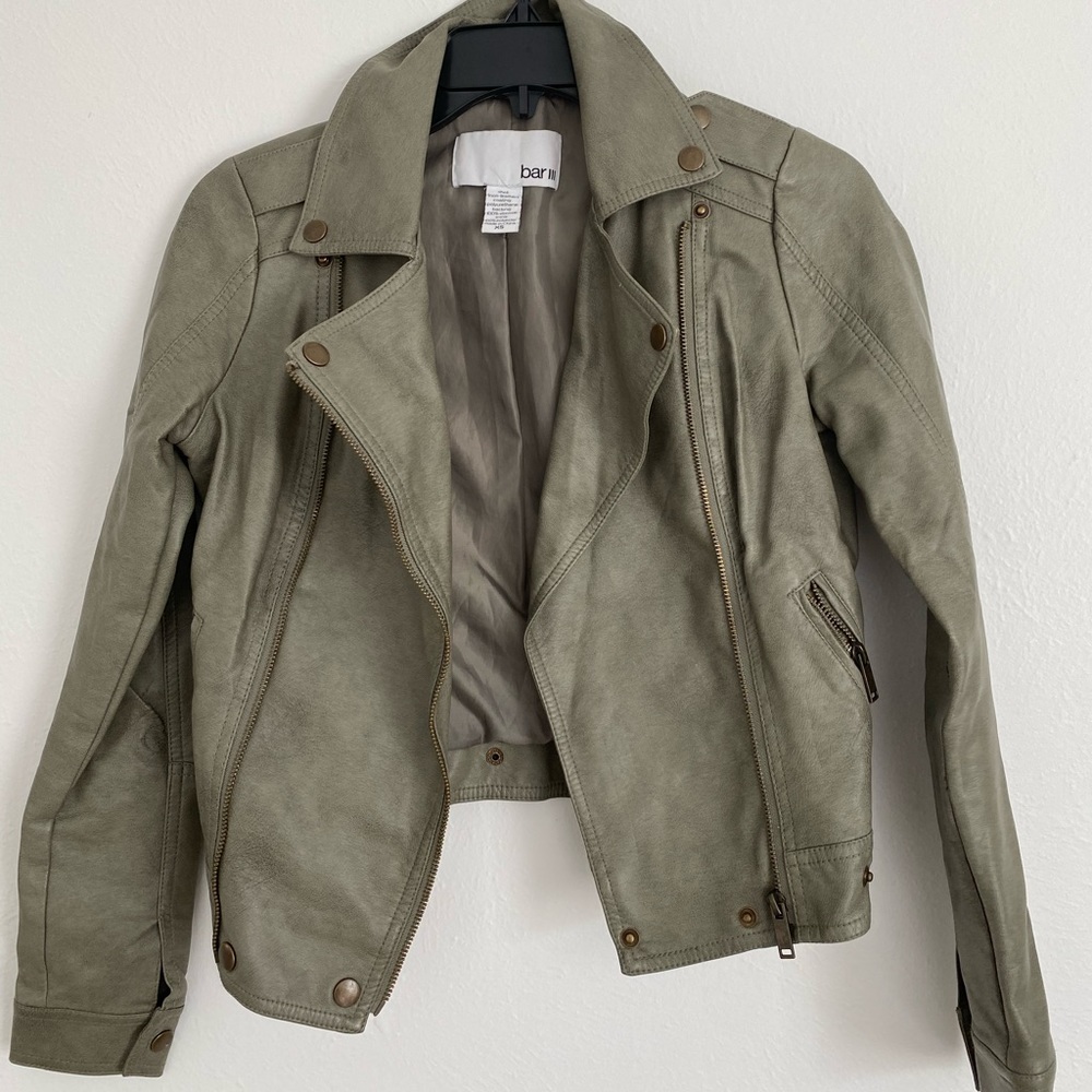Sage green faux leather jacket